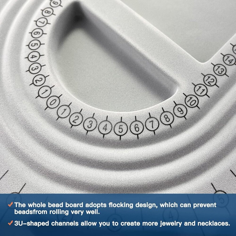 The Bead Board with Clear Cover,Grey Flocked,6 Recessed Compartments,3 U-Shaped - Picture 3 of 5
